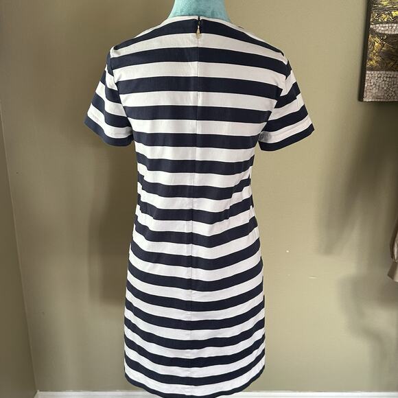Draper James Dress Women 6 A-line Shift With Stretch, Navy White Stripe Perfect! - Picture 5 of 16